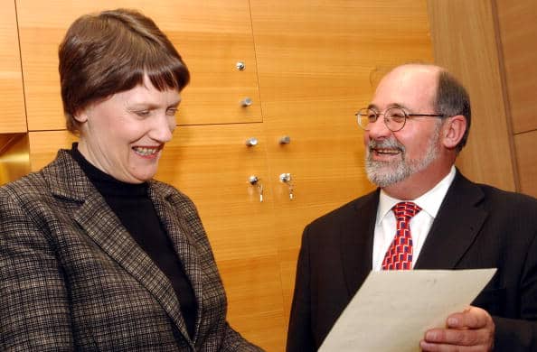 2005 photo of then NZ Prime Minister Helen Clark and Australian High Commissioner to NZ Allan Hawke smiling