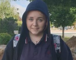 snapshot of missing 13-year-old girl Matilda Stove in a dark blue hoodie