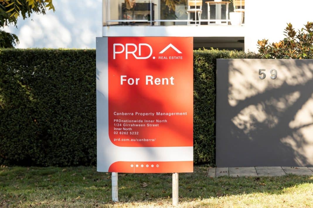 For Rent signage outside a Canberra apartment block