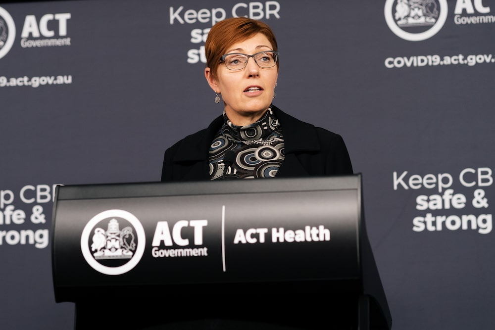 ACT Health Minister Rachel Stephen-Smith at a COVID-19 update media briefing