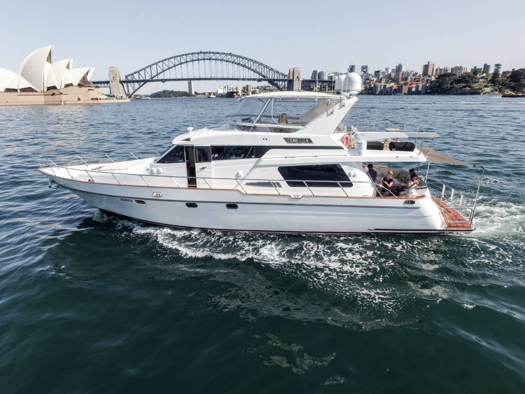 luxury motor yacht cruising Sydney Harbour