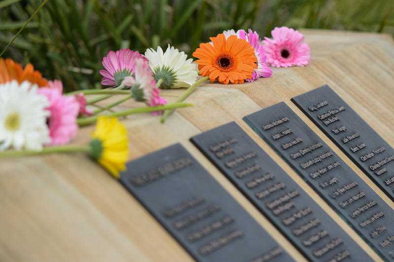 Mourners lay flowers in the memory of victims of the 2002 Bali Bombings at the Bali Memorial at Coogee Beach, Sydney