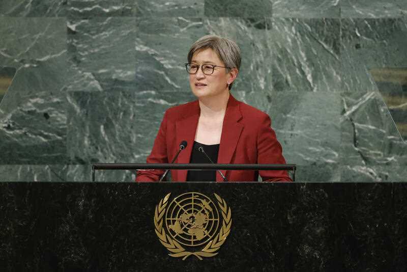 Foreign Minister of Australia Penny Wong addresses the 77th session of the United Nations General Assembly, at U.N. headquarters, Friday, Sept. 23, 2022