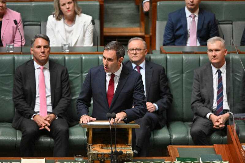 Treasurer Jim Chalmers delivers the Albanese government's first budget in the House of Representatives at Parliament House in Canberra, Tuesday, October 25, 2022