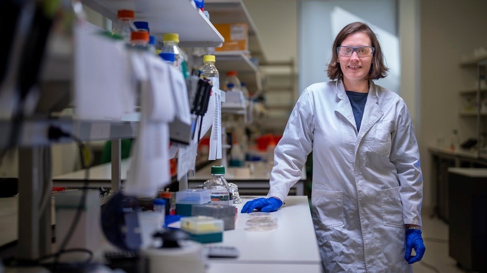 female researcher in a laboratory at Australian National University, Canberra