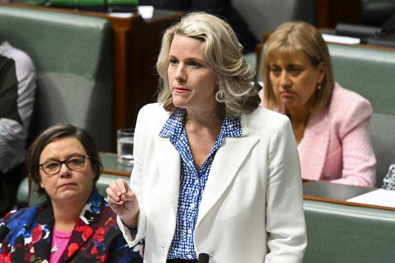 Australian Home Affairs Minister Clare O’Neil speaks during House of Representatives Question Time at Parliament House in Canberra,