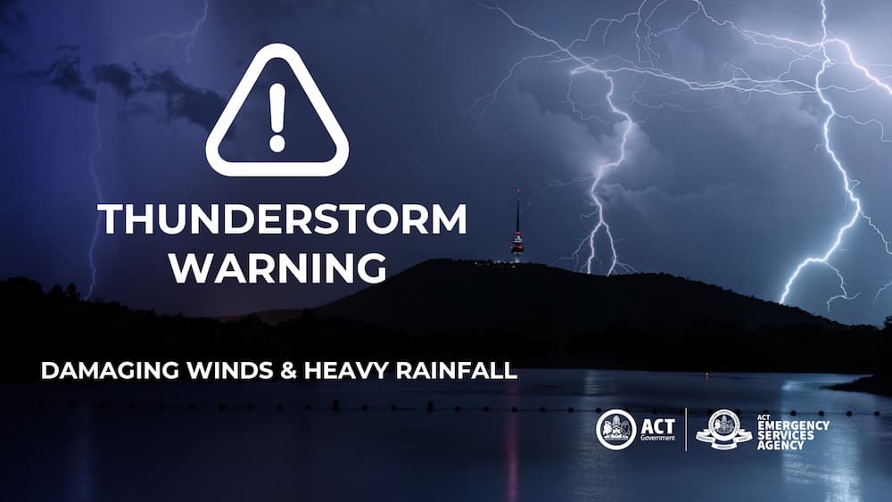 thunderstorm warning ACT