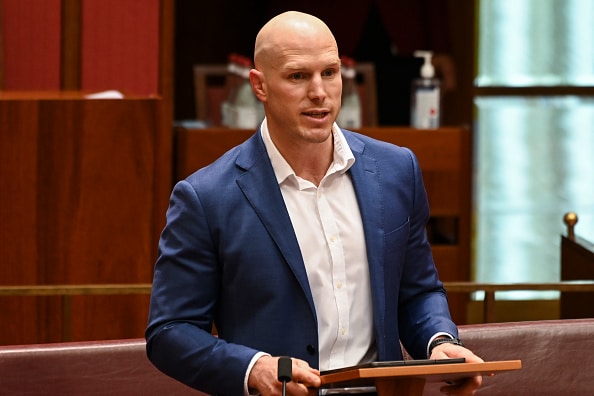 Senator David Pocock speaks during Question Time at Parliament House in Canberra