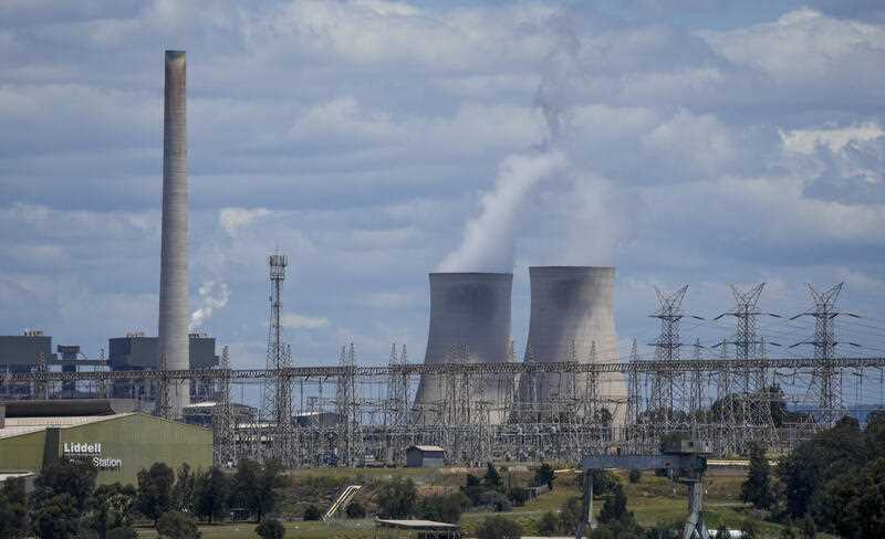 The Liddell Power Station, left, and Bayswater Power Station, coal-powered thermal power station are pictured near Muswellbrook in the NSW Hunter Valley