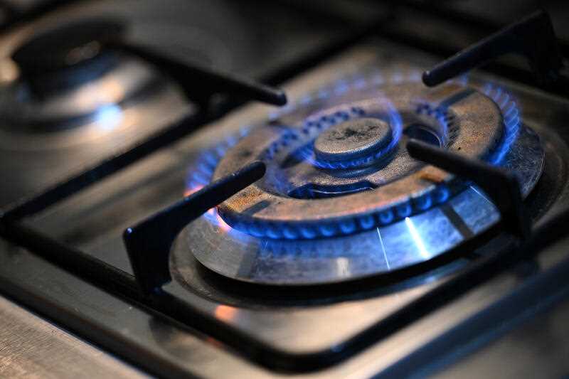 A kitchen gas stove burner at a residential property