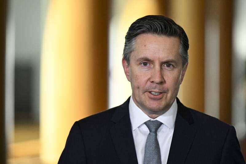 Australian Health Minister Mark Butler speaks to the media during a press conference at Parliament House in Canberra, Thursday, October 27, 2022.