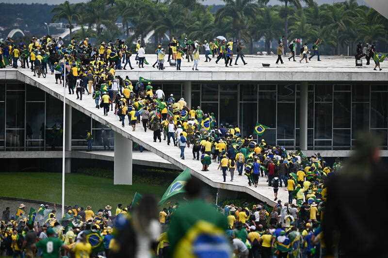 Bolsonaro supporters storm the National Congress in Brasilia, Brazil, 08 January 2023.