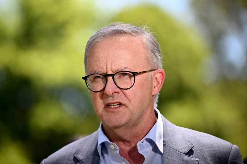 Australian Prime Minister Anthony Albanese addresses a media conference