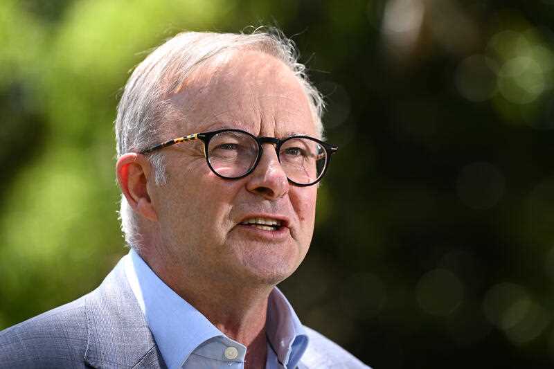 Australian Prime Minister Anthony Albanese addresses media