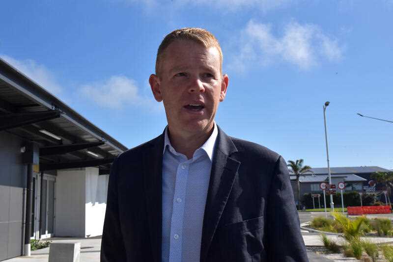 New Zealand Education Minister Chris Hipkins, a candidate to succeed Jacinda Ardern as prime minister, speaks outside Hawke's Bay Airport in Napier, Friday, January 20, 2023