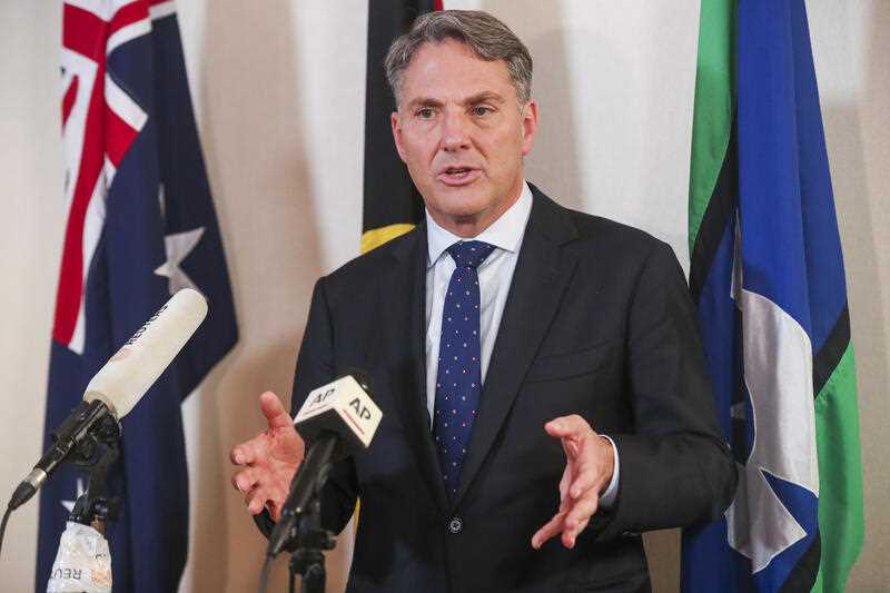 Australian Deputy Prime Minister and Defense Minister Richard Marles speaks during a press conference at the 19th International Institute for Strategic Studies (IISS) Shangri-la Dialogue, Asia's annual defense and security forum, in Singapore on June 12, 2022