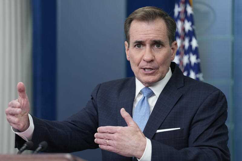 White House National Security Council spokesman John Kirby speaks during a daily briefing at the White House in Washington