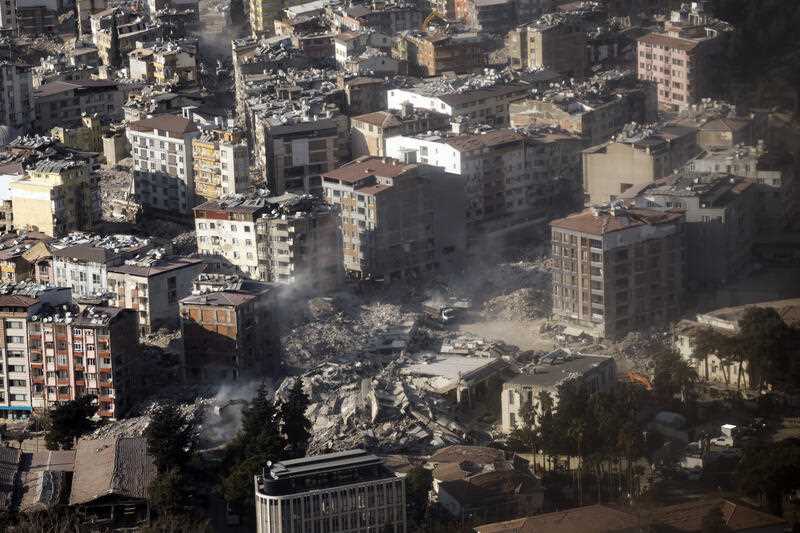 damaged buildings and rubble after catastrophic earthquake in Turkey