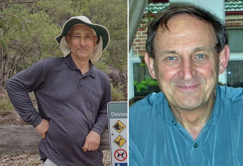 A diptych of two supplied images obtained on Monday, February 20, 2023, of Bushwalkers Alfred Zawadzki, 69, and Klaus Umland, 81