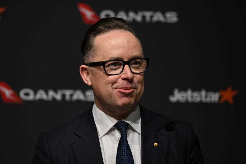 Qantas Group Chief Executive Officer Alan Joyce addresses the media during the announcement of the Qantas Group’s FY23 half year results, Sydney, Thursday, February 23, 2023