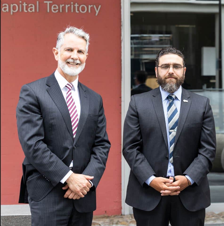 Canberra Liberals MLA Jeremy Hanson and AFPA president Alex Caruana, in 2021. Photo: Kerrie Brewer