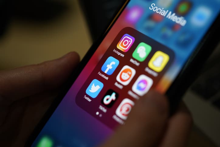 Social media applications on a smartphone screen