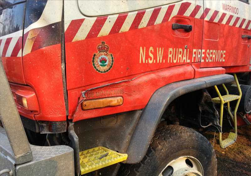 A NSW Rural Service firetruck attending to a bushfire