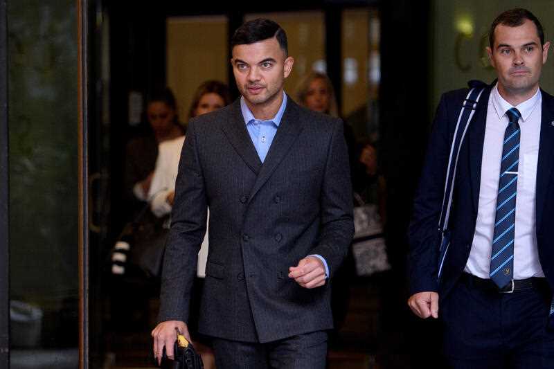 Musician Guy Sebastian seen leaving court in Sydney