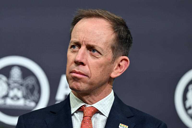 ACT Attorney-General Shane Rattenbury at a press conference in at the ACT Government media centre