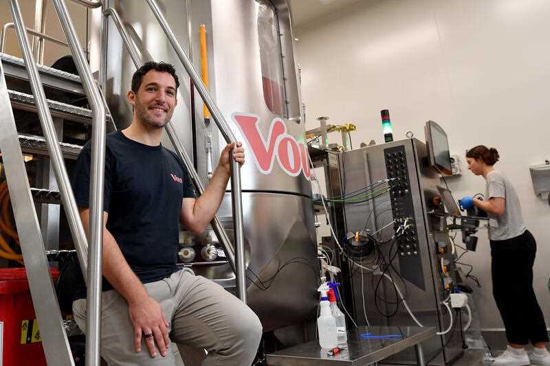 Co-founder and CEO of Vow, George Peppou, poses for a photograph at his research and manufacturing plant in Sydney