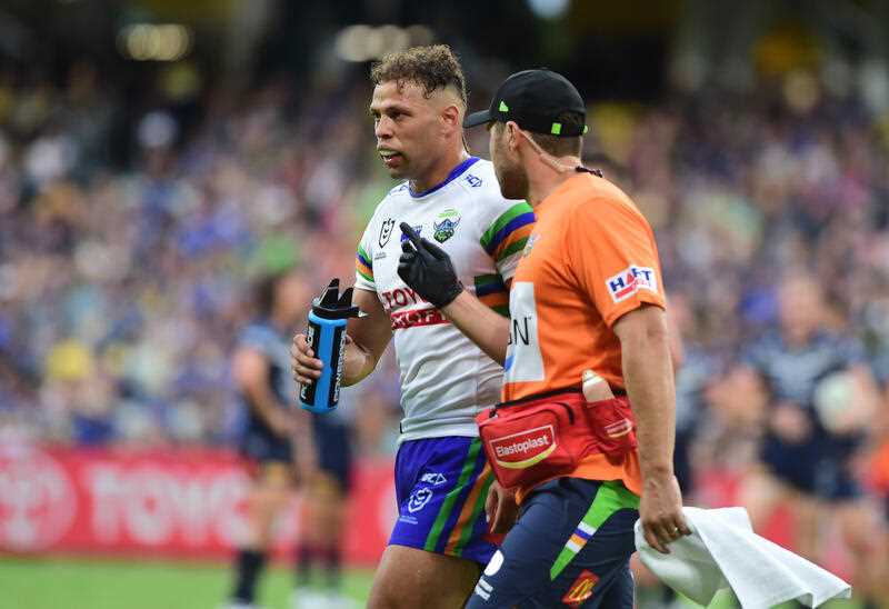 Sebastian Kris of the Raiders during the NRL Round 1 match between the North Queensland Cowboys and the Canberra Raiders at Queensland Country Bank Stadium in Townsville, Saturday, March 4, 2023