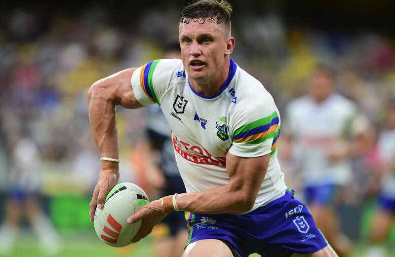 Jack Wighton of the Raiders running with the ball
