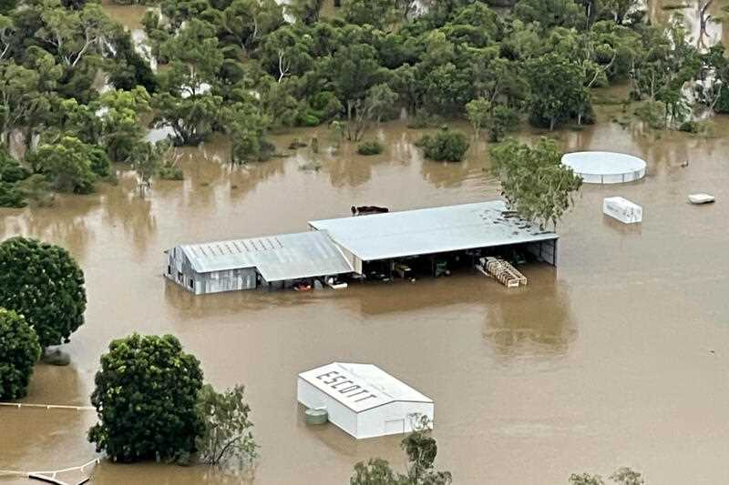 an aerial view of flood waters over Burketown, Queensland, Saturday, March 11, 2023