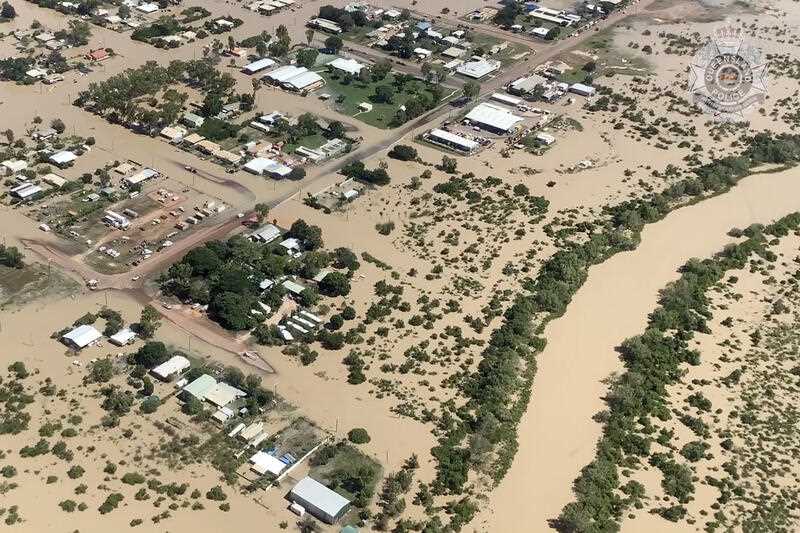 aerial vision of flooding in Burketown Queensland on Saturday, March 11, 2023