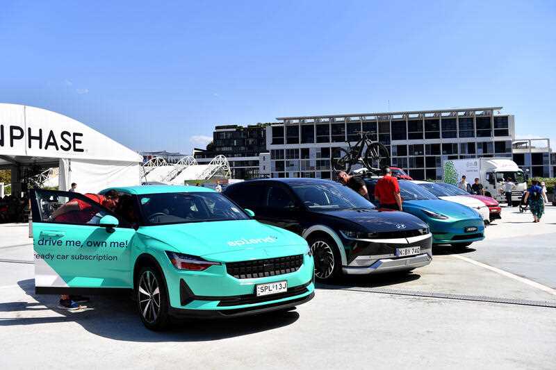 Electric vehicles are seen at the Fully Charged Live expo, a display of electric vehicles plus home and business energy efficiency schemes in Sydney, Saturday, March 11, 2023