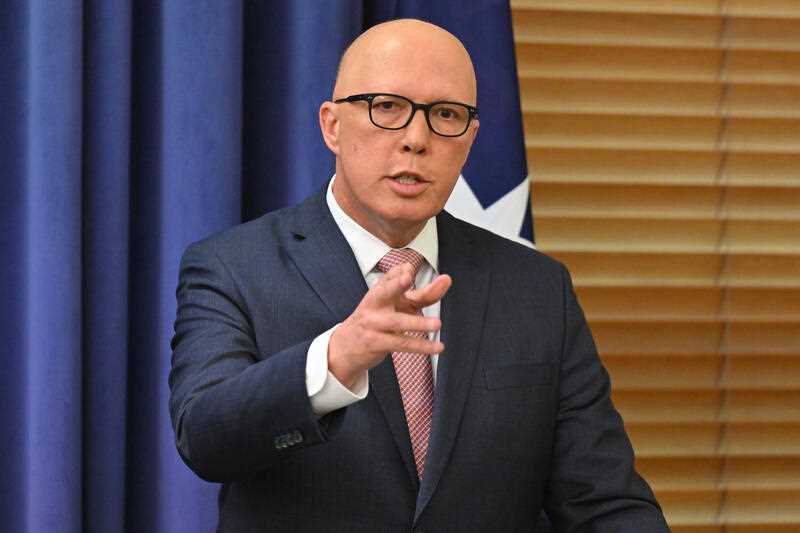 Leader of the Opposition Peter Dutton at a press conference at Parliament House in Canberra, Tuesday, March 14, 2023