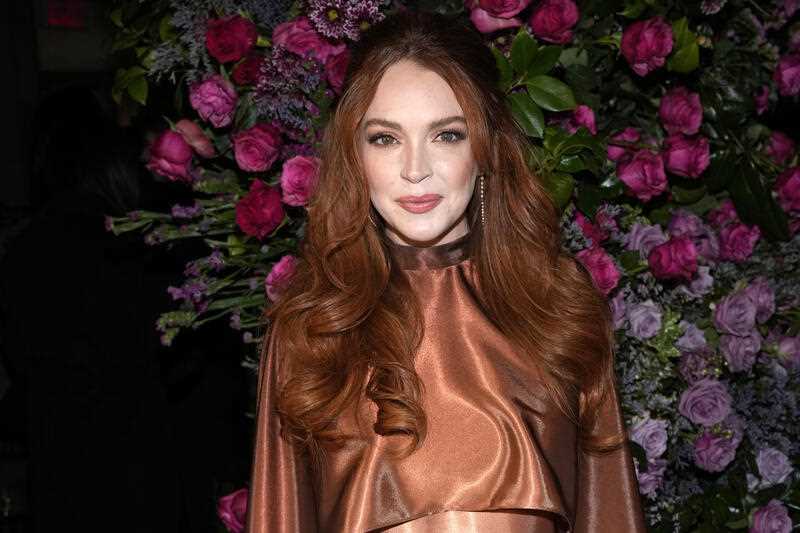 Hollywood actor Lindsay Lohan appears the Christian Siriano Fall/Winter 2023 fashion show in New York on Feb. 9, 2023