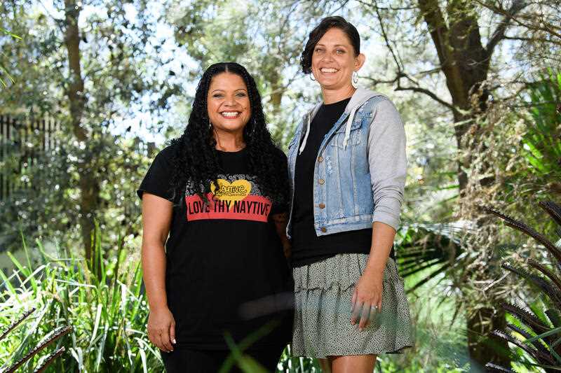 Naomi Wenitong (left) and Naytive Mentorship’s Layla Wenitong-Schrieber pose for a photograph at the Aboriginal Health and Medical Research Council in Sydney, Thursday, March 16, 2023