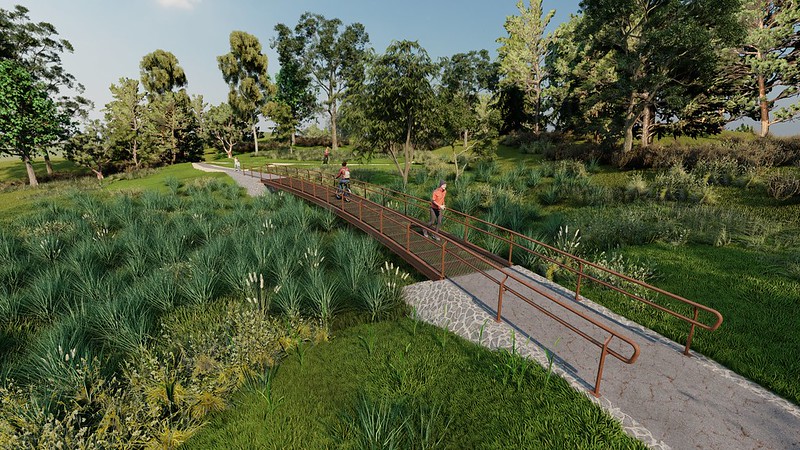 Artist's render of a new footbridge in Umbagong District Park. Picture: ACT Government