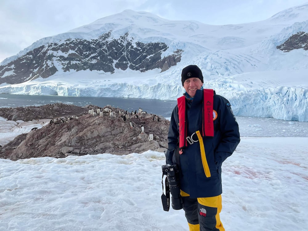 ACT Greens leader Shane Rattenbury with penguins in the Antarctic. Photo supplied