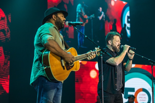 music duo Busby Marou performing on stage