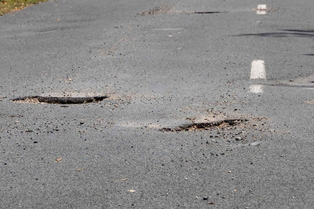 potholes seen in Canberra street