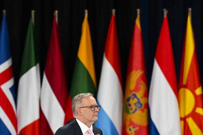 Australian Prime Minister Anthony Albanese attends the North Atlantic Council meeting at the Nato Leaders’ Summit in Madrid, Spain, Wednesday, June 29, 2022