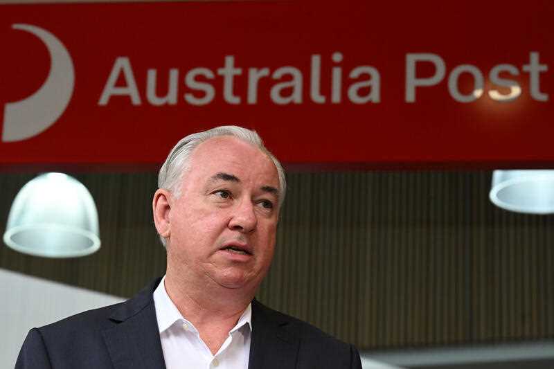 Australia Post Group CEO and Managing Director, Paul Graham speaks to the media during a press conference at the Australia Post Strawberry Hills Post Office in Sydney