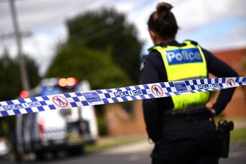 Victoria Police tape restricts access to a crime scene in Melbourne