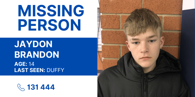 ACT Policing is seeking the public’s assistance to locate missing 14-year-old boy Jaydon Brandon. 