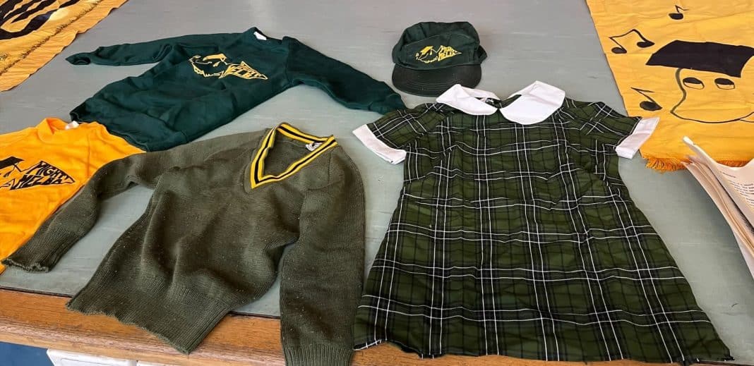50-year-old school uniforms that were inside a time capsule buried at Mount Rogers Primary School in Melba, ACT