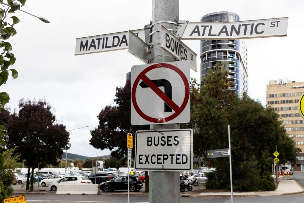 car park and street signs in Woden, Canberra