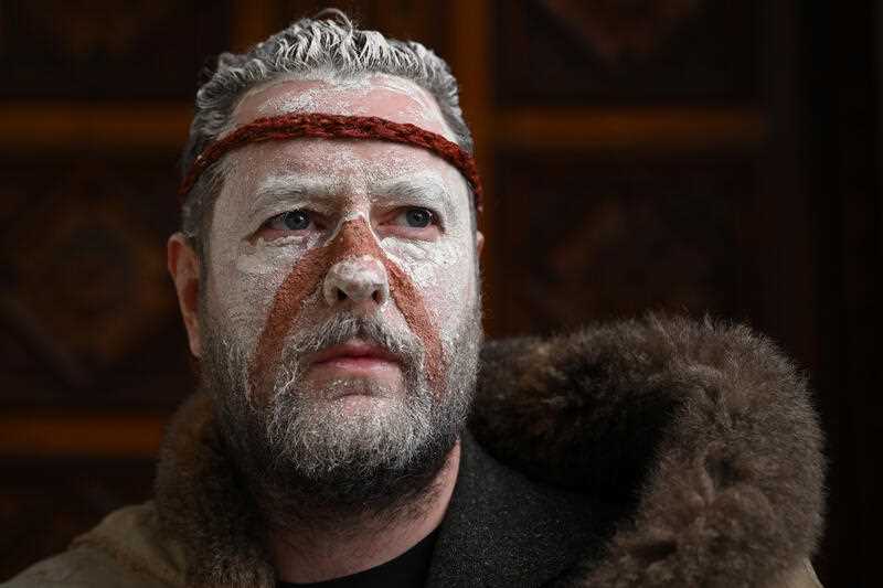 Co-Chair of the First Peoples’ Assembly of Victoria Marcus Stewart poses for a photo at Victorian Parliament in Melbourne, Wednesday, June 22, 2022