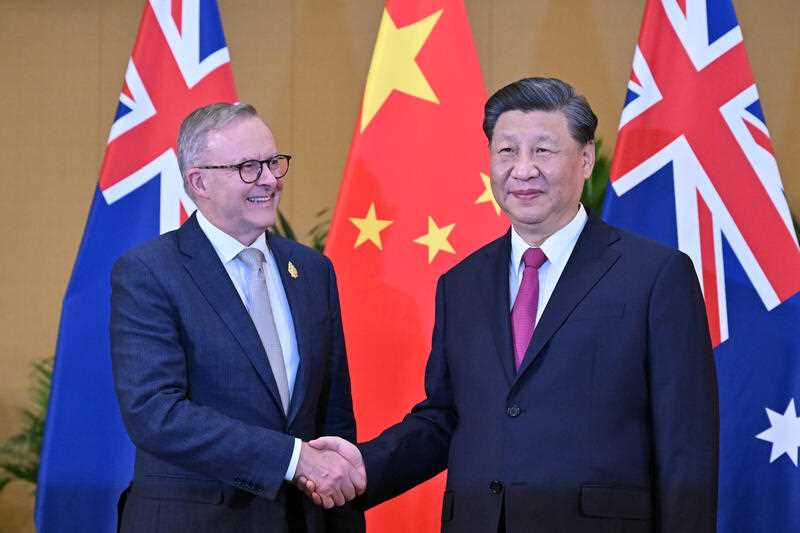 Australia’s Prime Minister Anthony Albanese meets China’s President Xi Jinping in a bilateral meeting during the 2022 G20 summit in Nusa Dua, Bali, Indonesia, November 2022